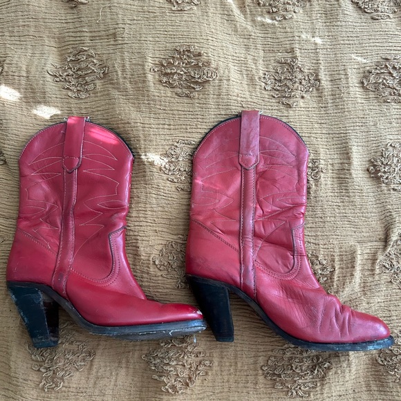 Vintage FRYE red leather western cowgirl boot size 8.5 - Picture 3 of 5